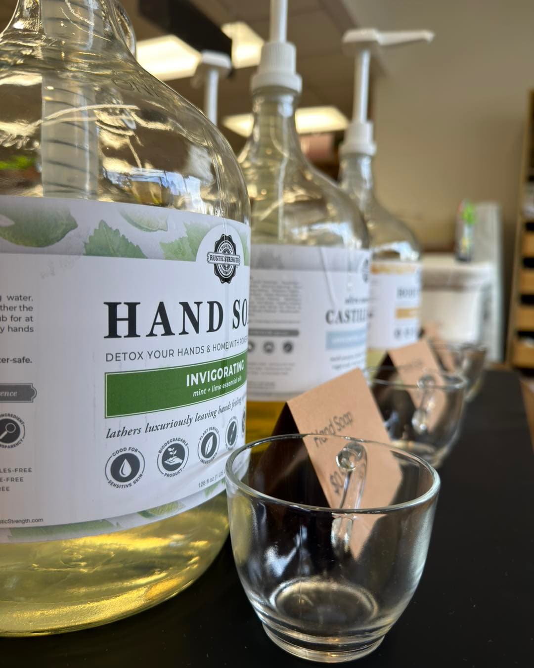 Product lineup - hand soap and refillable bottles